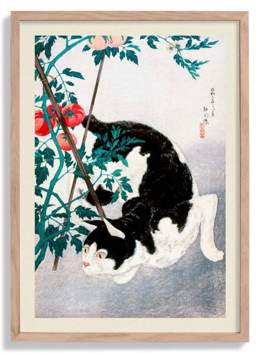 Cat with Tomato Plant by Takahashi Shōtei