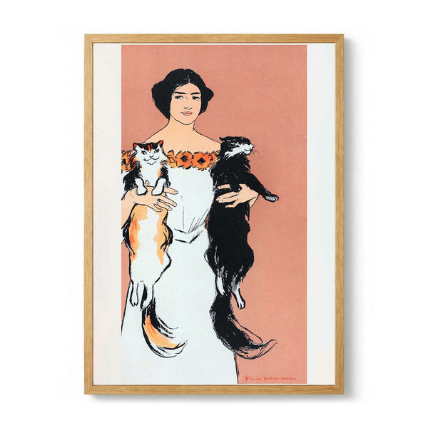 Woman Holding Cats von Edward Penfield