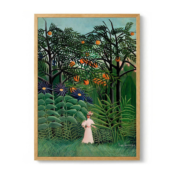 Woman Walking in an Exotic Forest von Rousseau Art Print