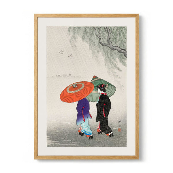Two Women in the Rain door Ohara Koson