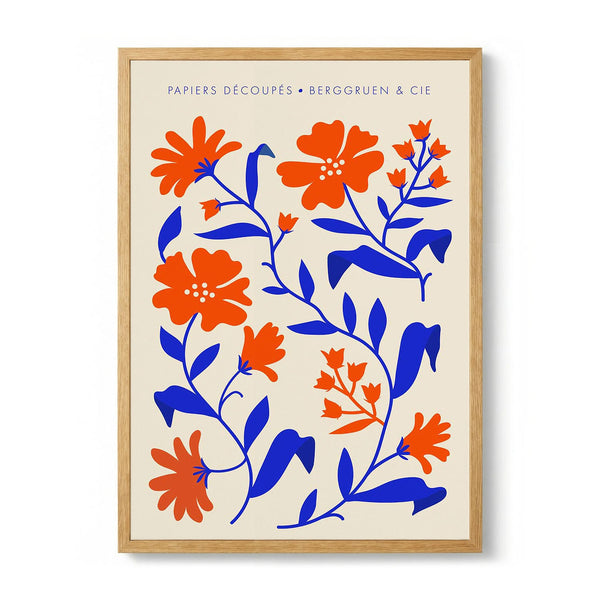 Orange Blue Fleurs Papiers Découpés Art Exhibition