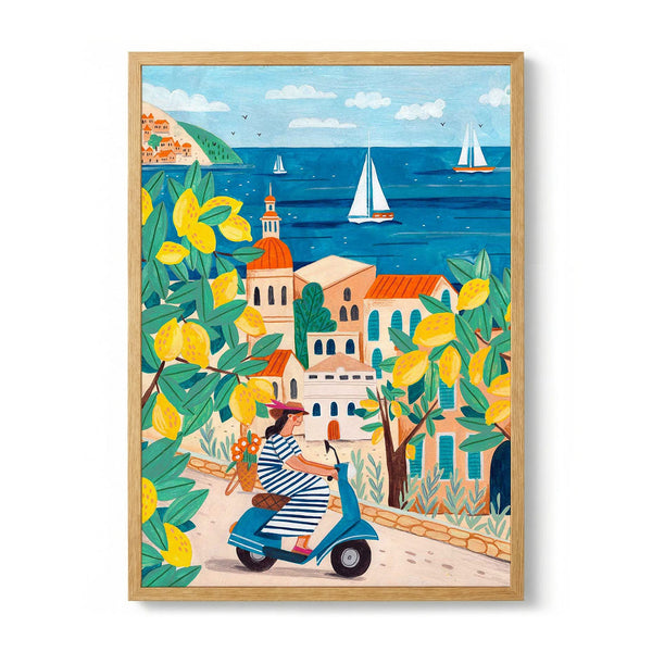 Travel poster woman on the Amalfi coast, Italy by Caroline Bonne Müller