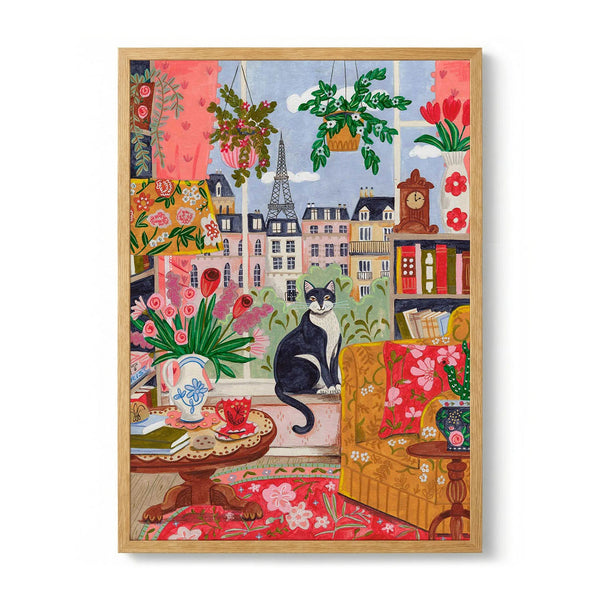 Cat in front of window in Paris bright colours door Caroline Bonne Müller