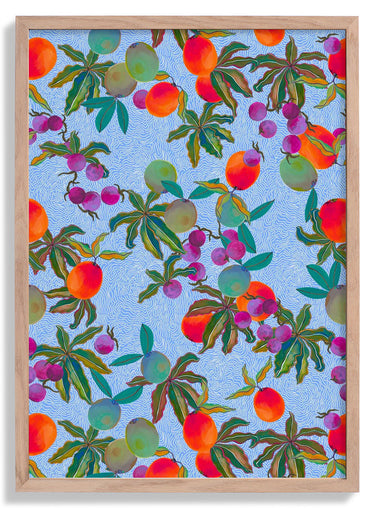 Exotic Fruits Wavy Lines Pattern by MARYLENE MADOU