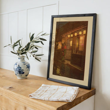 A Little Restaurant at Night by Hiroshi Yoshida - Kuriosis Fine Art GmbH