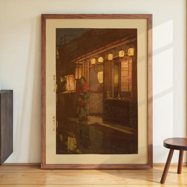 A Little Restaurant at Night by Hiroshi Yoshida - Kuriosis Fine Art GmbH