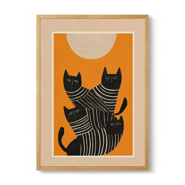 Abstract Black Cats by City Art