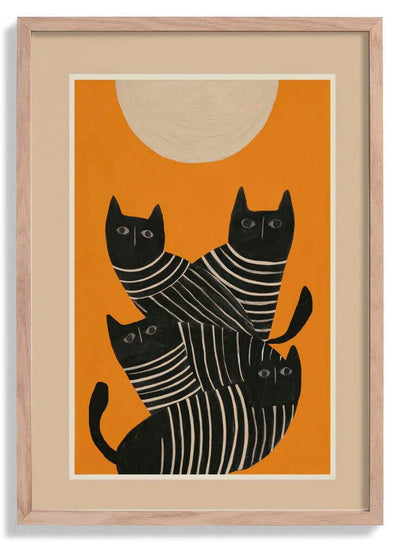 Abstract Black Cats door City Art