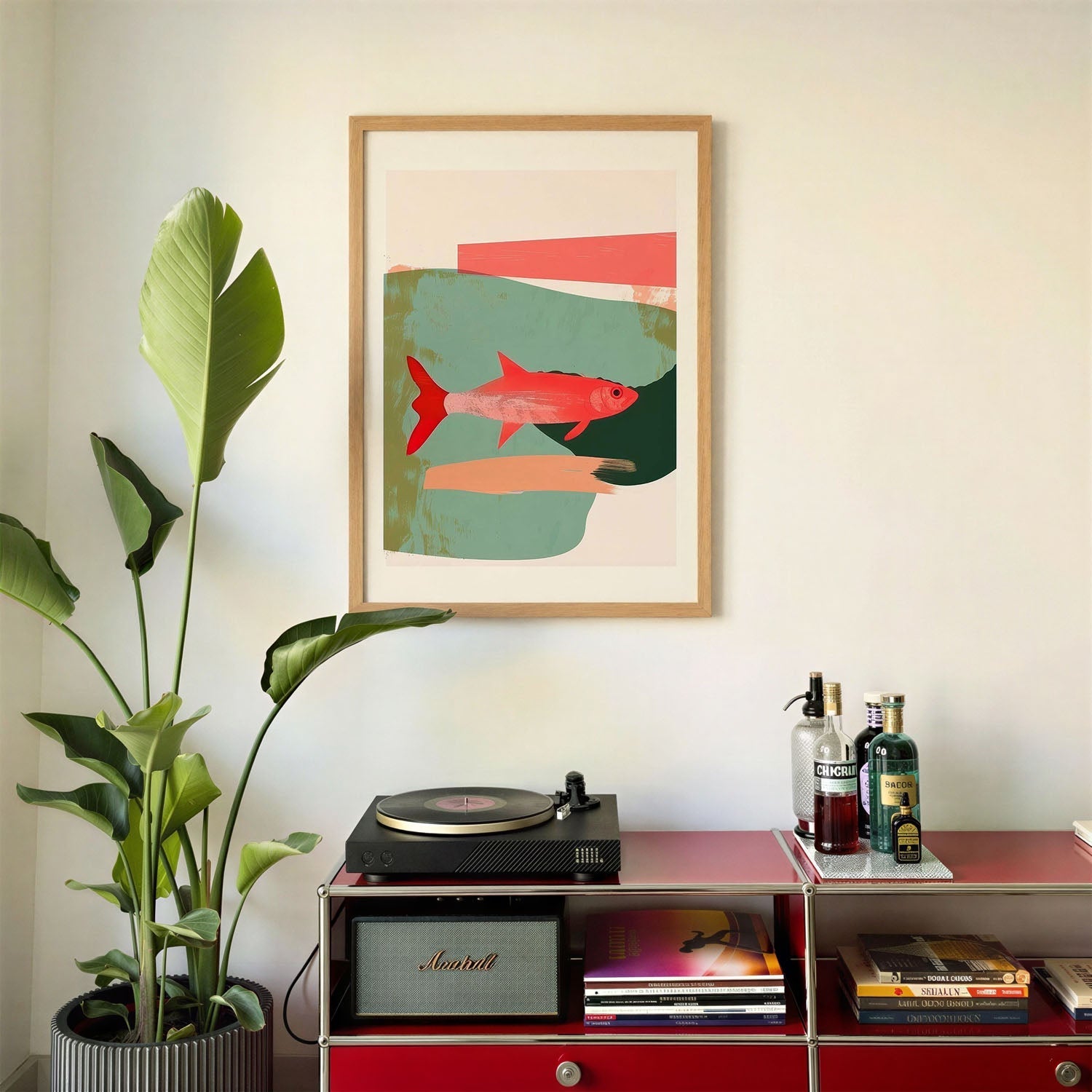 Abstract Red Fish Abstract Red Fish Modern Poster – Kuriosis Fine Art GmbH