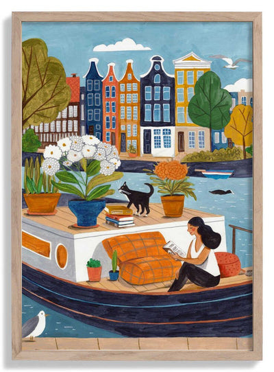Amsterdam city life on a boat door Caroline Bonne Müller