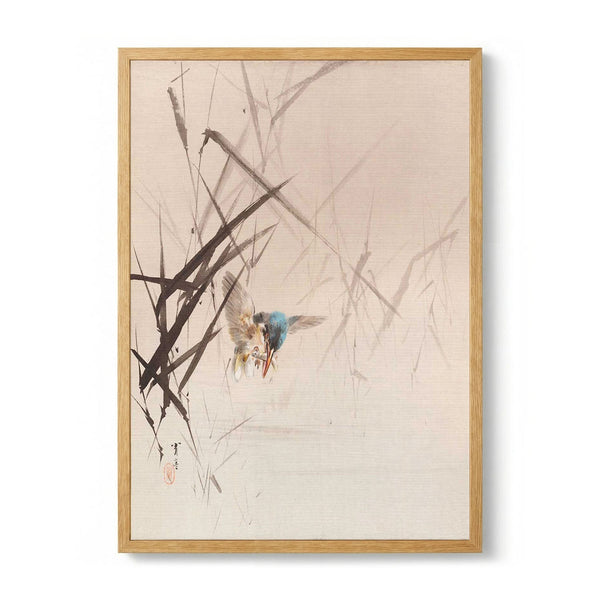 Bird Catching Fish Among Reeds par Watanabe Seitei