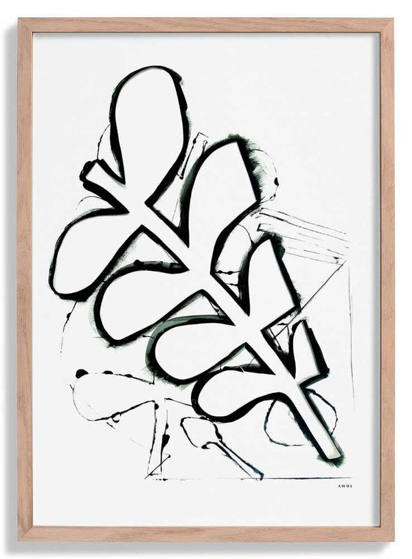 Black And White Abstract Leaf von Awol Art Alex