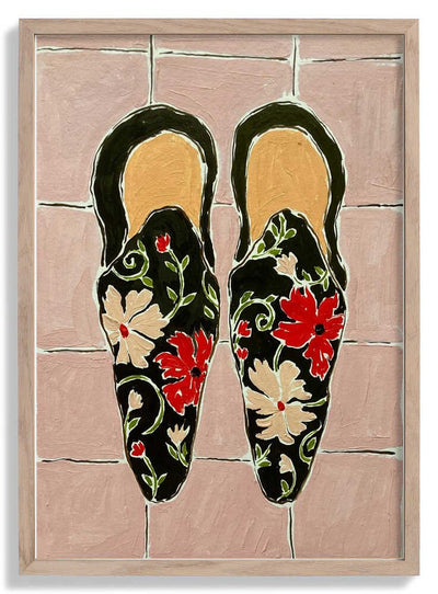 Black Shoes On Pink Tiles door Rushati Chowdhury