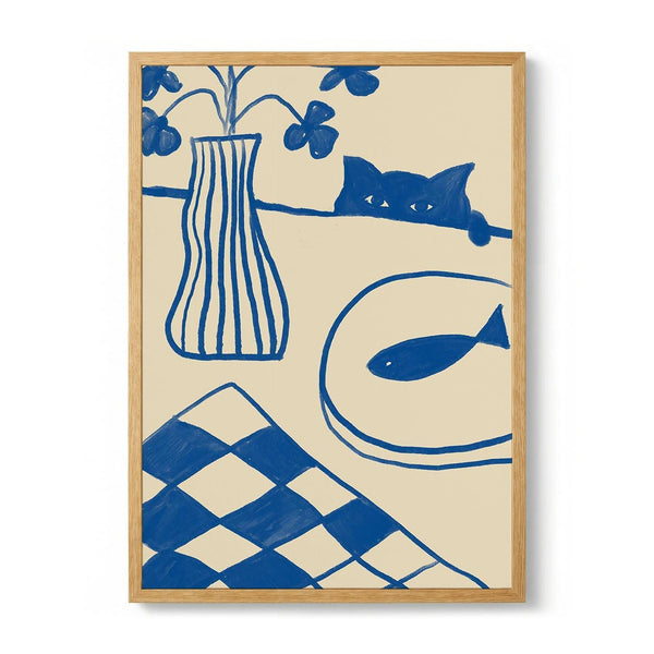 Blue Cat And Fish by The Art Concept