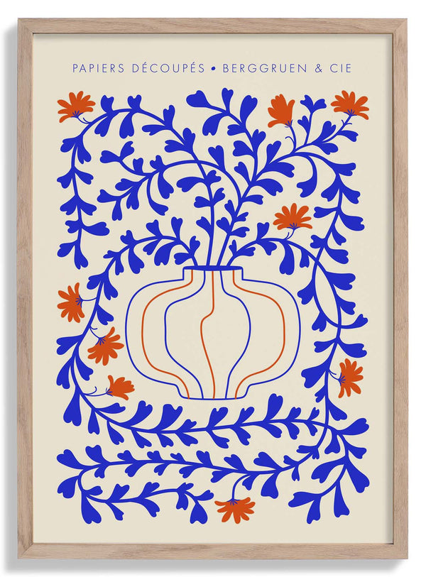 Blue Vines Orange Flowers Papiers Découpés Art Exhibition