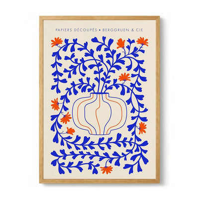Blue Vines Orange Flowers Papiers Découpés Art Exhibition