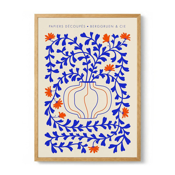 Blue Vines Orange Flowers Papiers Découpés Art Exhibition