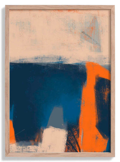 Bold Blue Orange and White Brushstrokes door MANSI SAXENA