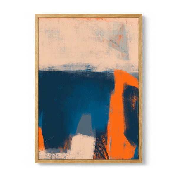 Bold Blue Orange and White Brushstrokes by MANSI SAXENA