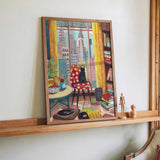 Cat in front of window in New York bright colours by Caroline Bonne Müller - Kuriosis Fine Art GmbH