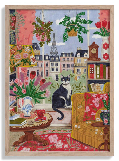 Cat in front of window in Paris bright colours door Caroline Bonne Müller