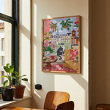 Cat in front of window in Paris bright colours by Caroline Bonne Müller - Kuriosis Fine Art GmbH