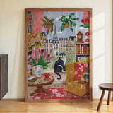 Cat in front of window in Paris bright colours by Caroline Bonne Müller - Kuriosis Fine Art GmbH