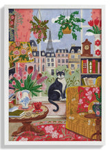 Cat in front of window in Paris bright colours by Caroline Bonne Müller - Kuriosis Fine Art GmbH