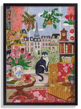 Cat in front of window in Paris bright colours by Caroline Bonne Müller - Kuriosis Fine Art GmbH