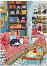 Cat on sofa in London pastel colours by Caroline Bonne Müller - Kuriosis Fine Art GmbH