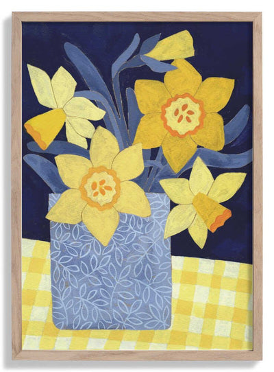 Daffodils With Yellow Gingham door Susan Black