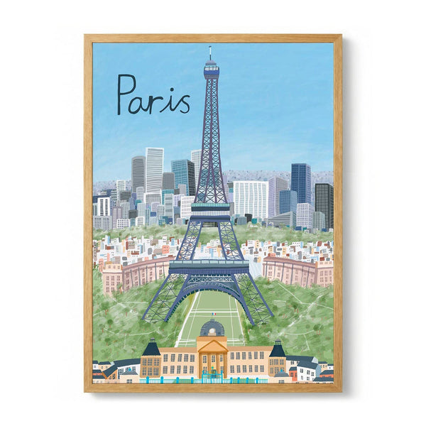 Eiffel Tower with Paris City in Background di Artist Carla Daly