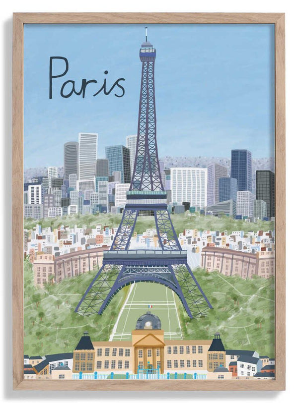 Eiffel Tower with Paris City in Background di Artist Carla Daly
