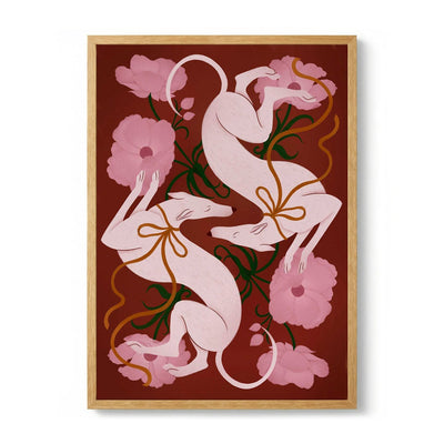 Elegant Greyhounds and Flowers by Ida Alvarsson