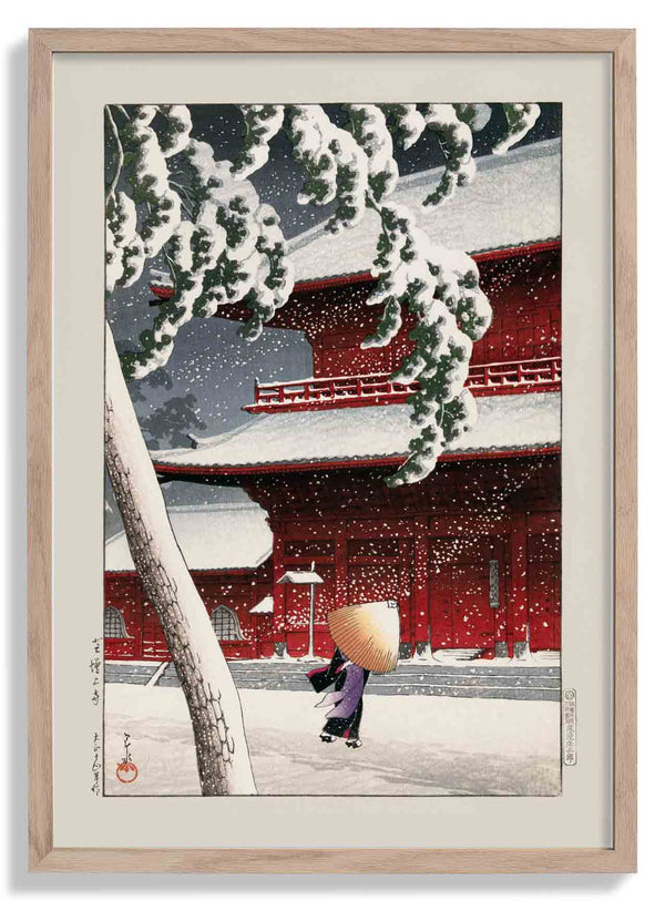 Geisha in the snow by Hasui