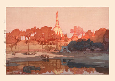 Golden pagoda in Rangoon - 1931 by Hiroshi Yoshida - Kuriosis Fine Art GmbH