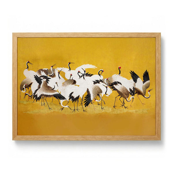 Japanese flock of cranes by Ishida Yūtei