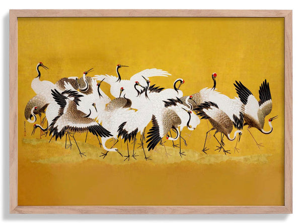 Japanese flock of cranes by Ishida Yūtei