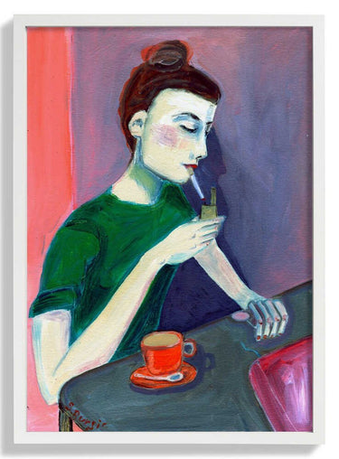 Lady lighting cigarette by Sharyn Bursic - Kuriosis Fine Art GmbH