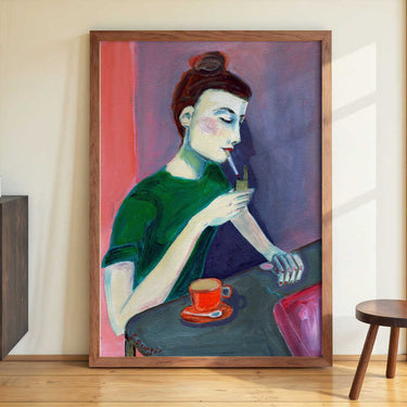 Lady lighting cigarette by Sharyn Bursic - Kuriosis Fine Art GmbH