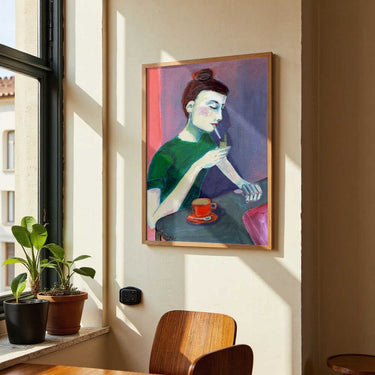 Lady lighting cigarette by Sharyn Bursic - Kuriosis Fine Art GmbH