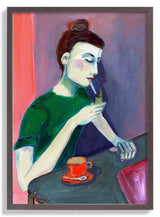 Lady lighting cigarette by Sharyn Bursic - Kuriosis Fine Art GmbH