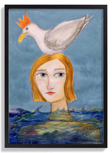 Lady swimmer with seagull by Sharyn Bursic - Kuriosis Fine Art GmbH