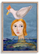 Lady swimmer with seagull by Sharyn Bursic - Kuriosis Fine Art GmbH
