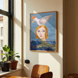 Lady swimmer with seagull by Sharyn Bursic - Kuriosis Fine Art GmbH