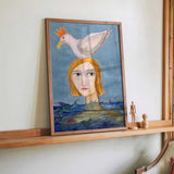 Lady swimmer with seagull by Sharyn Bursic - Kuriosis Fine Art GmbH