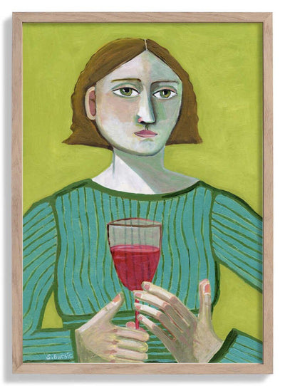 Lady with Red Wine door Sharyn Bursic