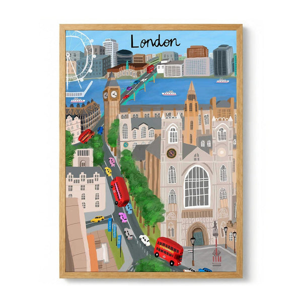 London City with View of the Thames River and Big Ben di Artist Carla Daly