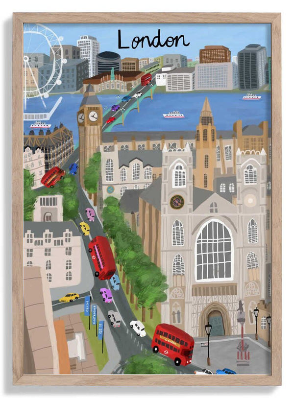 London City with View of the Thames River and Big Ben di Artist Carla Daly