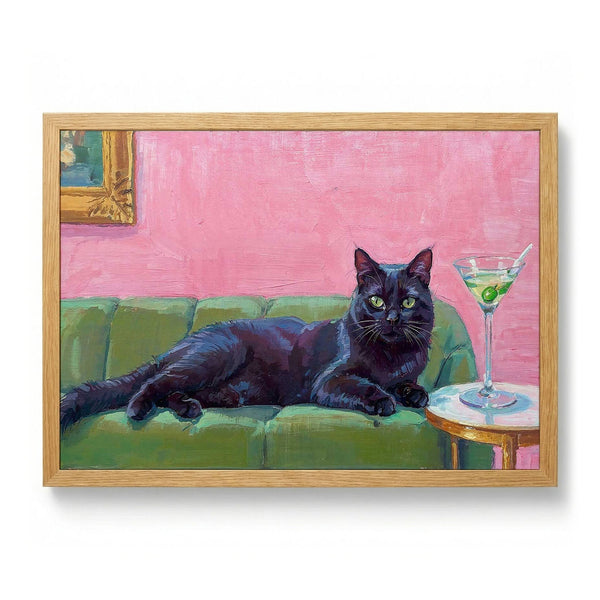 Martini Cat on Couch by The Art Concept